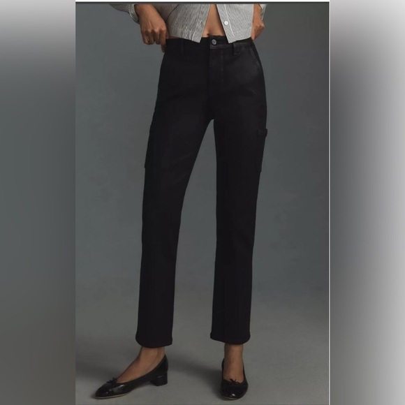 Paige Black Fog ‘Jolie’ Luxe Coated Wax Cargo Jeans |Size 30| - Picture 1 of 9